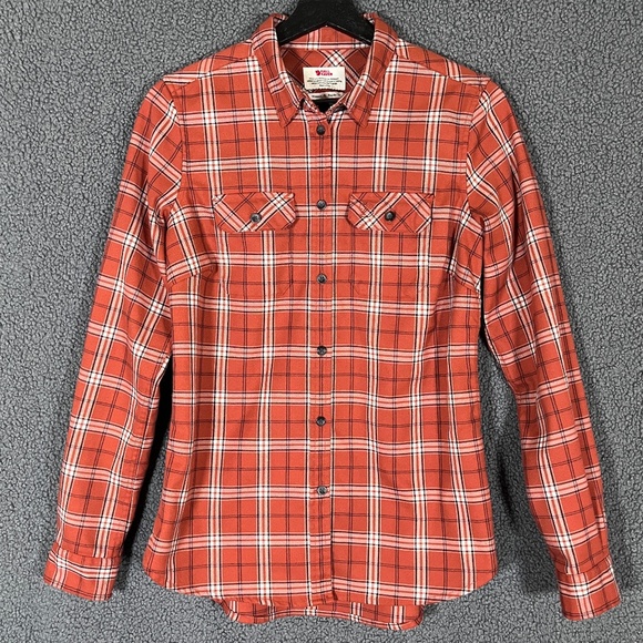 Fjallraven Fjallglim Stretch Long Sleeve Shirt - Women's Size S - Orange - Picture 1 of 9